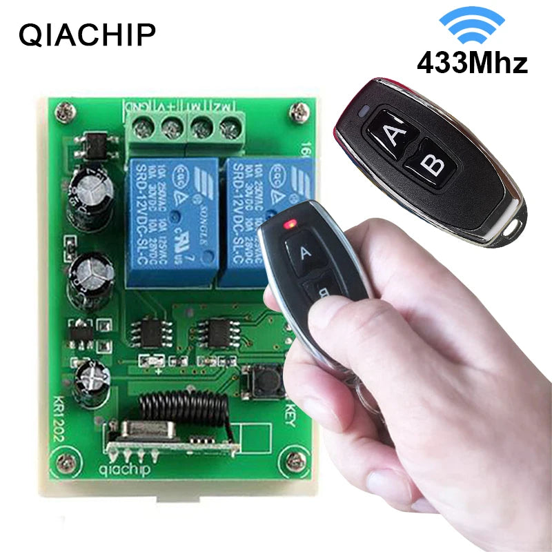 QIACHIP 433MHz 2-Channel Wireless Relay Switch