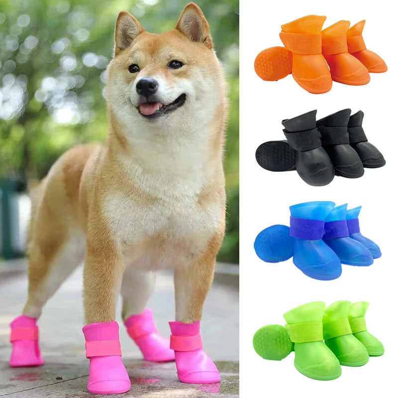 Waterproof Anti-Slip Dog Rain Boots (4 Pcs)