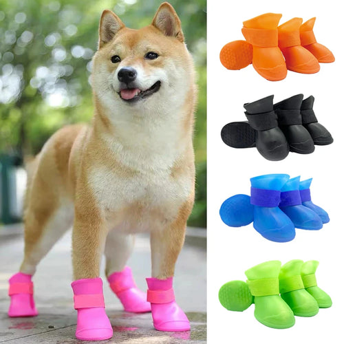 Waterproof Anti-Slip Dog Rain Boots (4 Pcs)